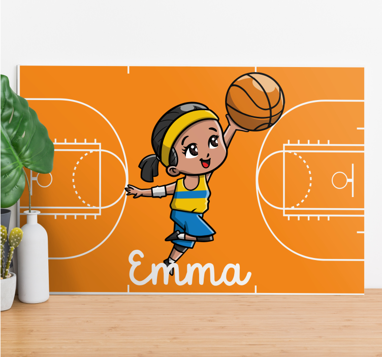 Leinwandbild kinder mädchen beim basketballspielen - TenStickers