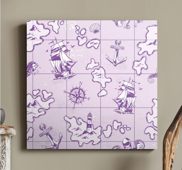 Leinwandbild meer mit vintage nautischem kompass - TenStickers