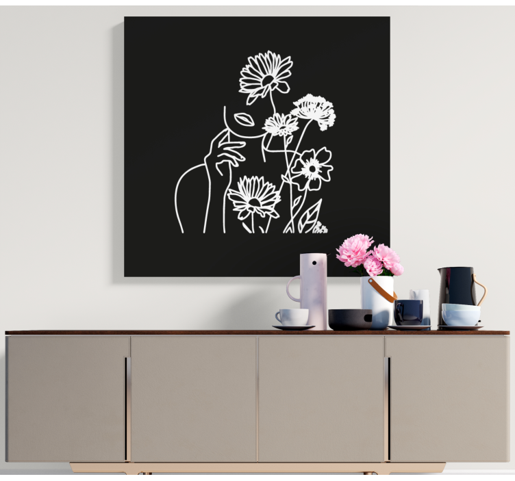 Leinwandbild minimalistische florale linienkunst - TenStickers