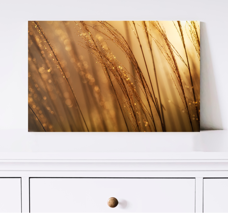 Leinwandbild mit goldener grasstruktur - TenStickers