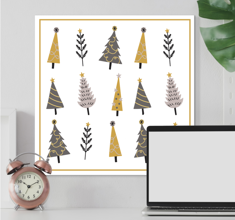 Leinwandbild mit ornamentalen weihnachtsbäumen - TenStickers