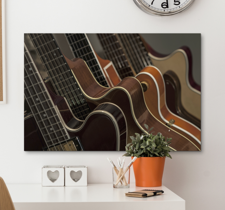 Wandbild Musik gitarrensammlung nahaufnahme - TenStickers