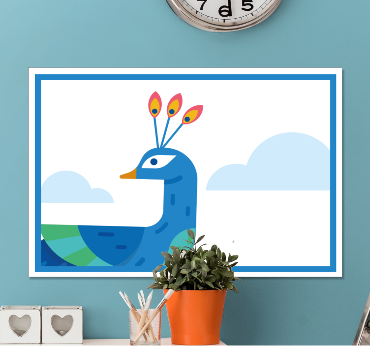 Wandbild Tier stilisierter blauer pfau - TenStickers
