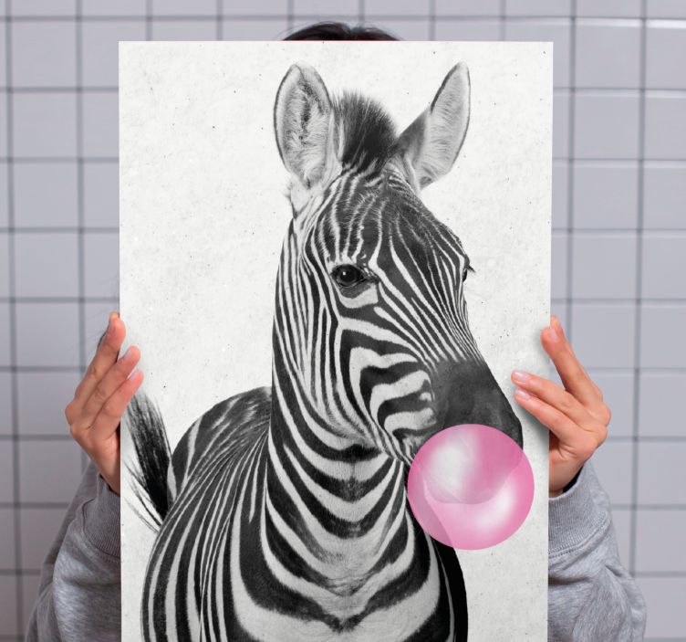 Wandbild Tier zebra mit kaugummi - TenStickers