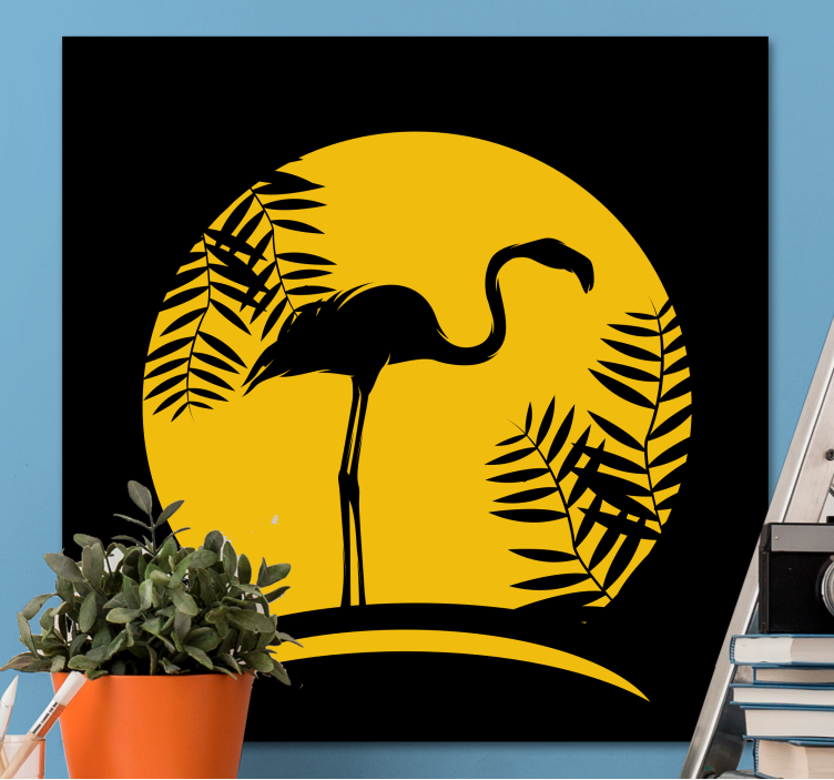 Leinwandbild vogel elegante flamingo silhouette - TenStickers