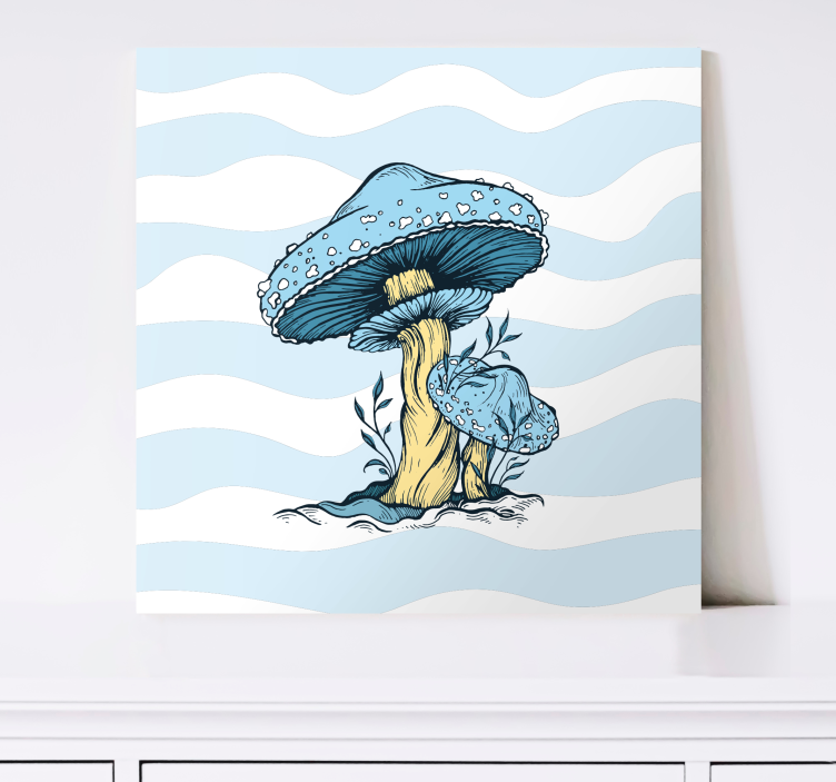 Leinwandbild Küche Blaue mashroom illustration - TenStickers