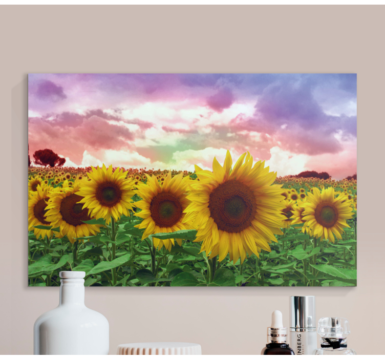 Leinwandbild lebendiges sonnenblumenfeld - TenStickers