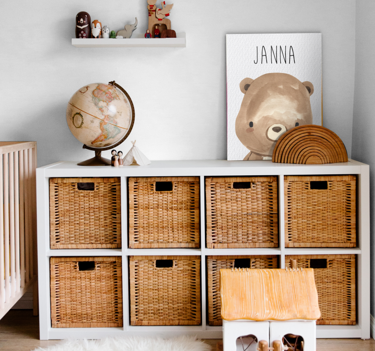 Leinwandbild kinderzimmer babybär mit namen - TenStickers