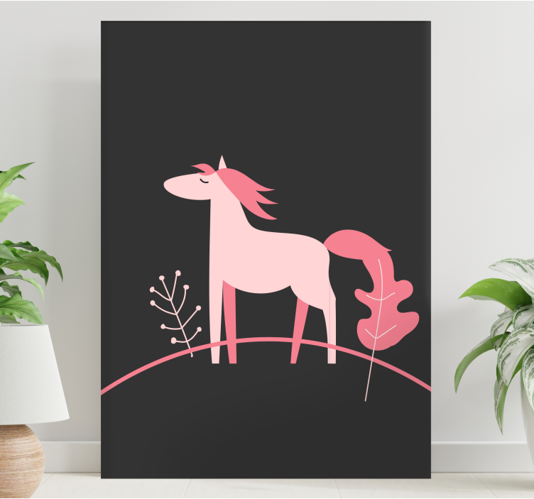 Pferde leinwand im stylischen rosa design - TenStickers