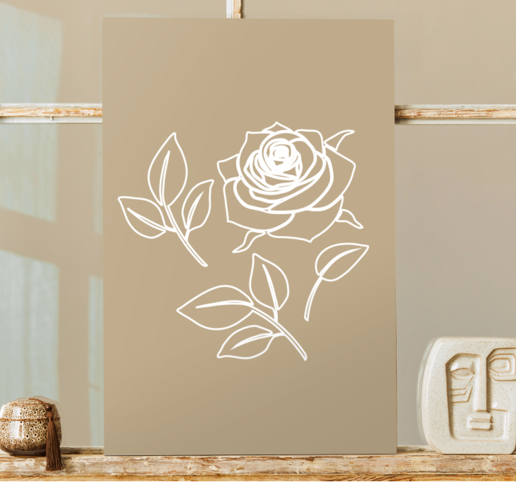 Leinwandbild Blume Detailliertes rosenmuster beige Hintergrund - TenStickers