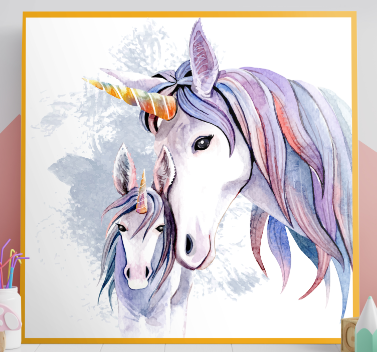 Einhorn Wandbild Unicornios madre e hijo - TenStickers