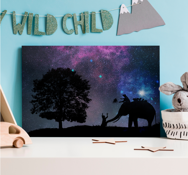 Wandbild elefant kind elefant interaktion - TenStickers