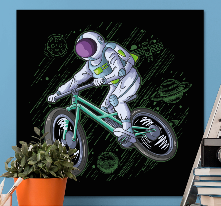 Wandbild gaming astronaut auf fahrrad - TenStickers