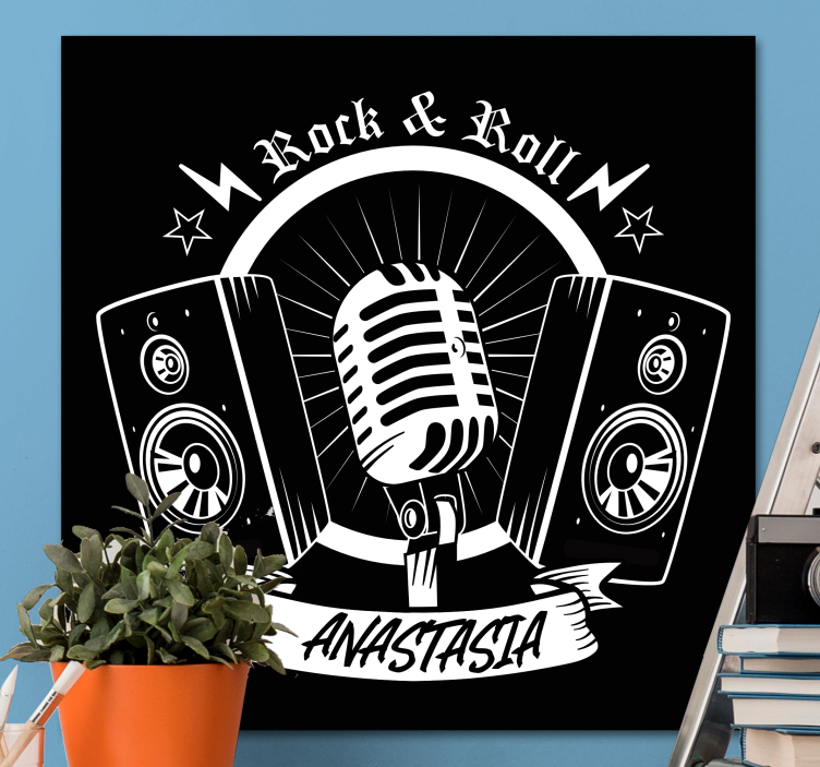 Wandbild musik im retro mikrofon design - TenStickers