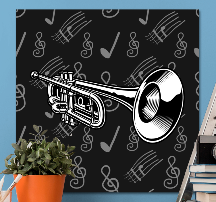 Wandbild musik mit trompete aus messing - TenStickers
