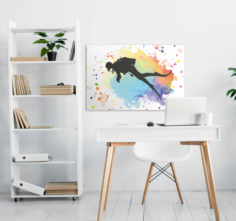 Wandbild Taucher Aquarell - TenStickers