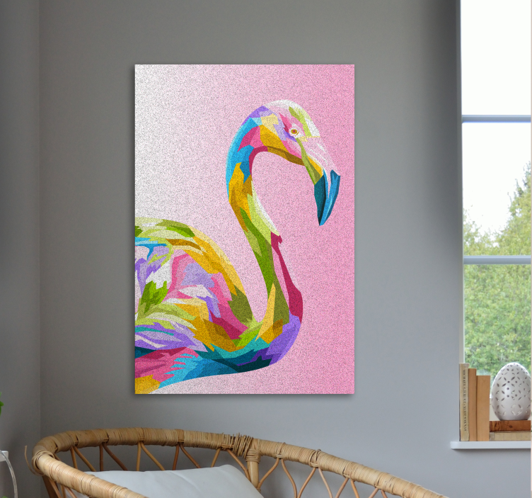 Wandbild tier buntes flamingoprofil - TenStickers
