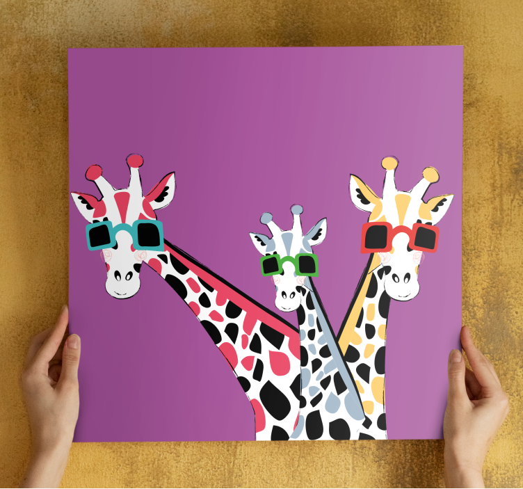Wandbild tier giraffen mit sonnenbrillen - TenStickers