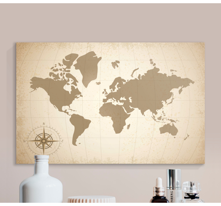 Weltkarte Leinwand vintage-beige-design - TenStickers