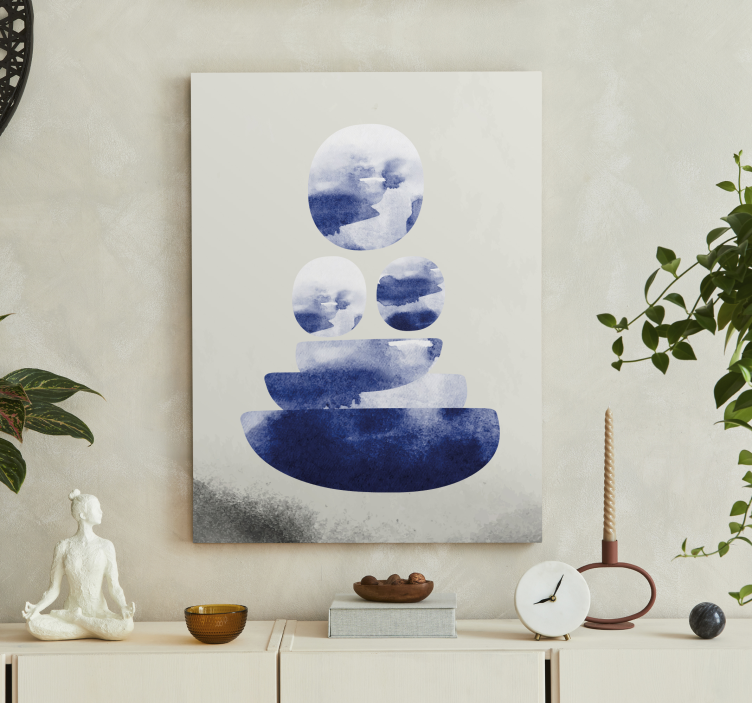 Wandbild Wohnzimmer blaue Wolkenformen - TenStickers