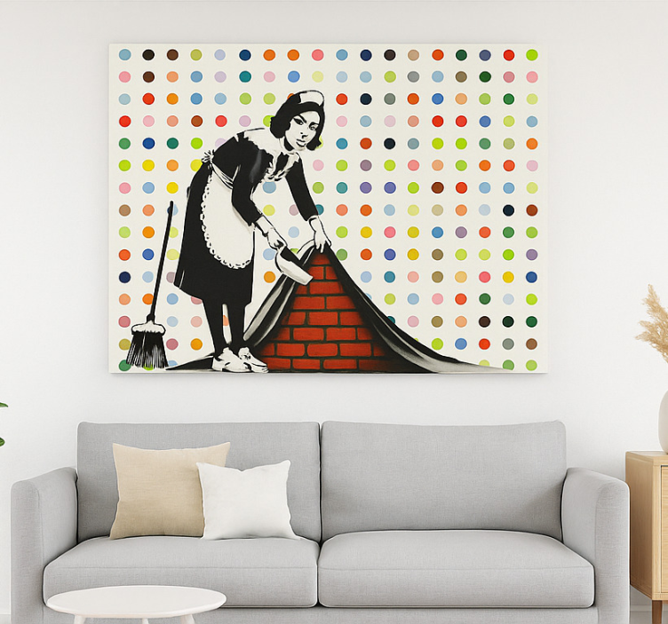 Kunst auf Leinwand buntes unter den teppich kehren - TenStickers