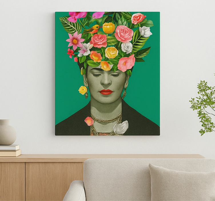 Kunst auf Leinwand frida kahlo bunte blumen - TenStickers