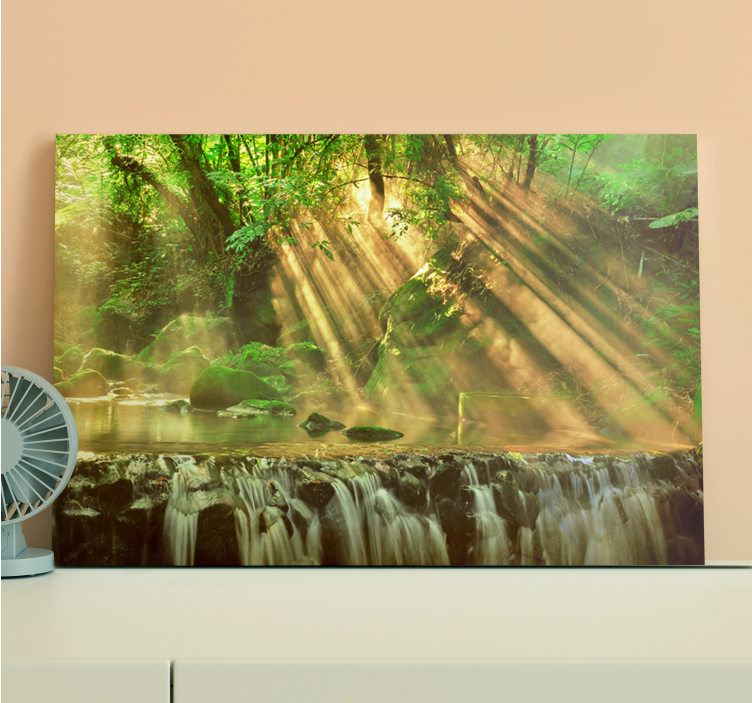 Wandbilder landschaft sonnenbeschienener waldfluss - TenStickers
