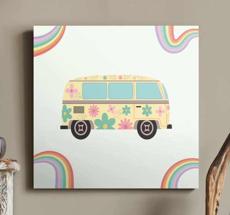 Leinwandbild blumen-retro-van - TenStickers