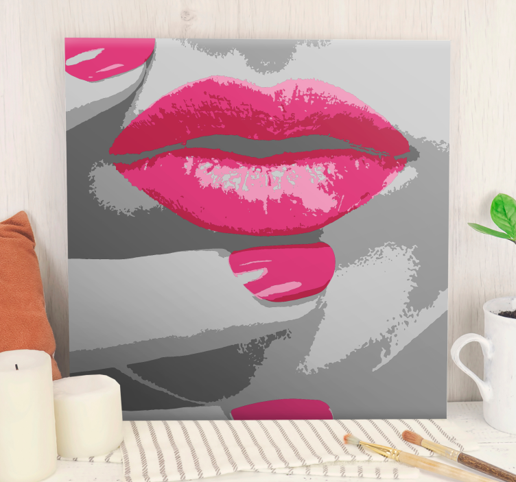 Wandbilder vintage mit pinkem lippenmotiv - TenStickers
