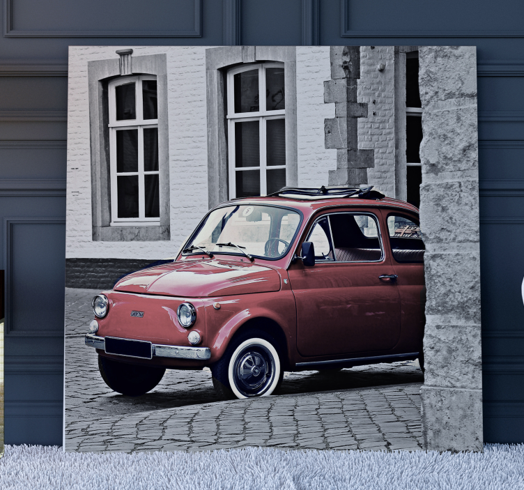 Wandbilder vintage rotes klassisches auto - TenStickers