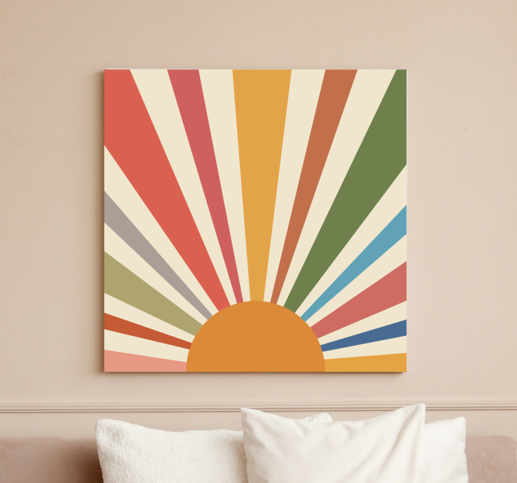 Wandbild Wohnzimmer Bunte Wandtapete sonne - TenStickers