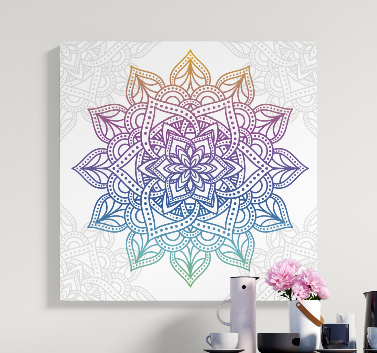 Zen bilder leinwand mit filigranem botanischen mandala - TenStickers