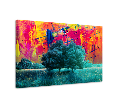 Wandbild Wohnzimmer bunte Feldlandschaft - TenStickers