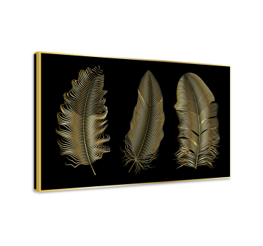 Wandbild federn mit goldblatt-designs - TenStickers
