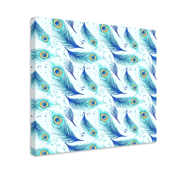 Leinwandbild Feder Plumas azules estilo acuarela - TenStickers