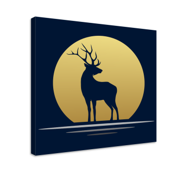 Hirsch bild leinwand hirschsilhouette mond - TenStickers