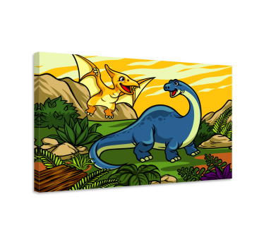 Dinosaurier wandbild fröhliche dinosaurier beim spielen - TenStickers