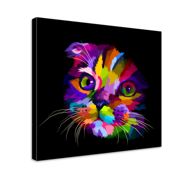 Leinwandbild Katze Gemalte regenbogenkatze - TenStickers