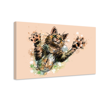 Leinwandbild Katze Gemalte katze - TenStickers