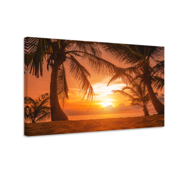 Leinwandbild Kopfteil Sonnenuntergang am strand - TenStickers