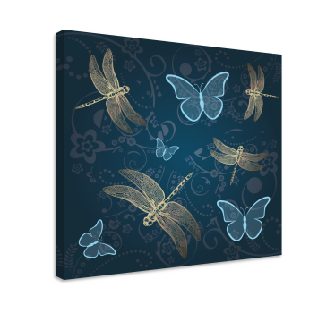 Leinwandbild Libelle Schmetterlinge in blau mit - TenStickers