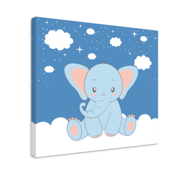 Leinwandbild für das Babyzimmer Niedliches baby cartoon elefant b - TenStickers