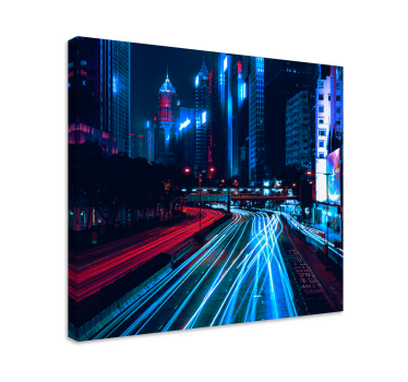 Leinwandbild Landschaft Stadtunschärfeeffekt rot blau - TenStickers