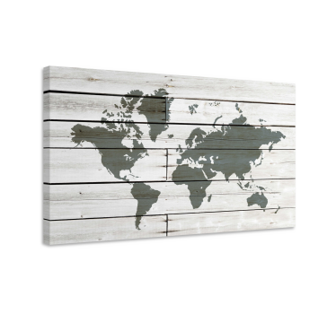 Wandbild Weltkarte Holz grau - TenStickers