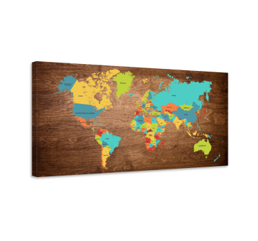 Wandbild Weltkarte Holzstruktur - TenStickers