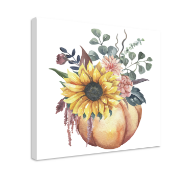 Leinwandbild Stillleben Tote sonnenblume und kürbis - TenStickers