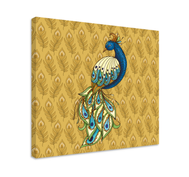Wandbild Vogel Blumige truthahn goldene blumen - TenStickers