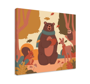 Kinderbilder Leinwand Glückliche tiere im herbstwald - TenStickers