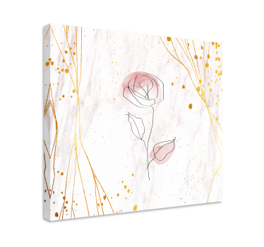 Wandbilder 3D Rose auf goldenem Hintergrund - TenStickers