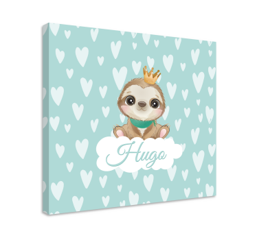 Leinwandbild Kinderzimmer Süßes Faultier- Name - TenStickers